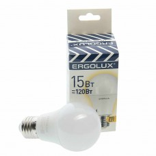 Лампа светодиодная E27 A60 15W (120W) 220V теплый, EL-LED-A60-15W-E27-3K, ERGOLUX