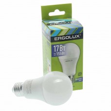 Лампа светодиодная E27 A60 17W (155W) 220V холодный, EL-LED-A60-17W-E27-6K, ERGOLUX