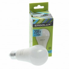 Лампа светодиодная E27 A65 20W (190W) 220V холодный, EL-LED-A65-20W-E27-4K, ERGOLUX