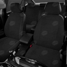 Авточехлы универсальные экокожа-жаккард черные комплект, UJK31-0101, AVTOLIDER