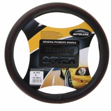 Оплетка руля (L) 39-41см черно-красная экокожа кожа, AL045BL, AUTOLUXE