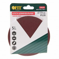 Бумага наждачная на липучке D125 Р120 5шт., 39656, FIT
