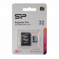 Карта памяти 32GB MicroSD class 10 + SD адаптер, SP032GBSTHDU3V20SP, SILICON POWER