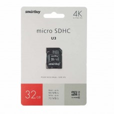 Карта памяти 32GB MicroSD class 10 + SD адаптер, SB32GBSDCL10U3-01, SMART BUY
