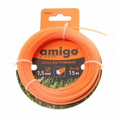 Леска для триммера 1.5мм 15м звезда, 70341, AMIGO