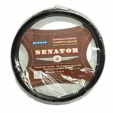 Оплетка руля (M) 37-39см черная кожа Kanzas, OPLS0101, SENATOR