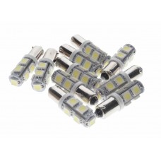 Лампа светодиодная 12V T4W BA9s 6000K 9 SMD 5050 White, 090131W, MEGA ELECTRIC