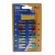 Предохранитель 5-30А флажковый MINI комплект 10шт. с пинцетом, KT870019, KRAFT