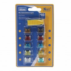 Предохранитель 5-30A флажковый MICRO комплект с пинцетом 10шт., KT870020, KRAFT