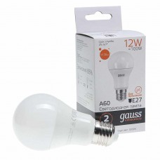Лампа светодиодная E27 A60 12W(100W) 220V теплый, 23212, GAUSS