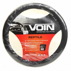Оплетка руля (M) 37-39см черная экокожа Reptile, OPLV0701, VOIN