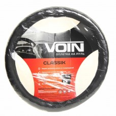 Оплетка руля (M) 37-39см черная экокожа Classik, OPLV0801, VOIN