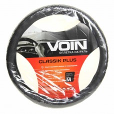Оплетка руля (M) 37-39см черная экокожа Classik Plus, OPLV0901, VOIN