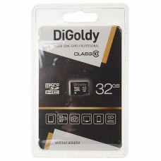 Карта памяти 32GB MicroSD class 10, DG0032GCSDHC10-W/A-AD, DIGOLDY