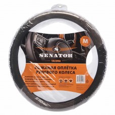 Оплетка руля (M) 37-39см серая/серая прострочка экокожа Tacoma, OPLS2401, SENATOR