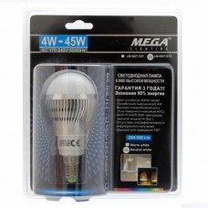 Лампа светодиодная E14 G45 4W(45W) 220V теплый, LM-0627WW-E14, MEGA LIGHTING