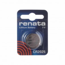 Батарейка CR2025 3V таблетка (пульт сигнализации, ключ) блистер (1шт.) Lithium, CR 2025, RENATA