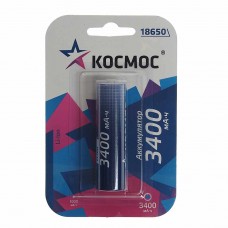Батарейка 18650 3.7V аккумулятор 3400mAh блистер, KOC18650Li-ion34UBL1, КОСМОС