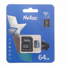Карта памяти 64GB MicroSD class 10 + SD адаптер, NT02P500STN-064G-R, NETAC