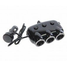 Разветвитель прикуривателя 3-х гнездовой 12-24V 2USB, PM6653, ZIPOWER