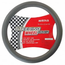 Оплетка руля (M) 37-39см серая кожа, MIS-LT35C GY (M), MISTAR