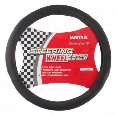 Оплетка руля (M) 37-39см черная кожа, MIS-LT22A BK (M), MISTAR