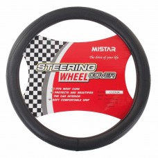 Оплетка руля (M) 37-39см черная кожа, MIS-LT27A BK (M), MISTAR