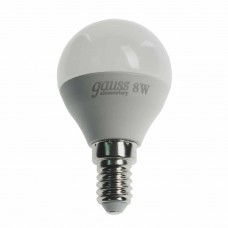 Лампа светодиодная E14 G45 8W (75W) 220V холодный, 53128, GAUSS