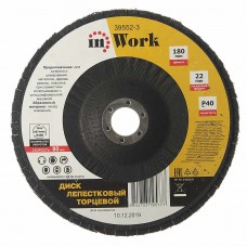 Круг лепестковый торцевой 180х22мм Р40, 39552-3, IN WORK