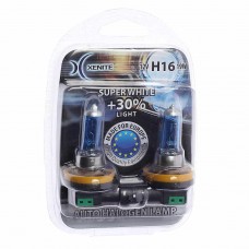 Лампа 12V H16 19W PGJ19-3 +30% 4000К блистер (2шт.) Super White, 1007069, XENITE