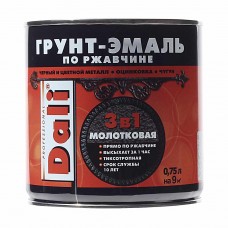 Грунт-эмаль по ржавчине серебристый молотковый 0.75л, 20407, DALI