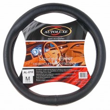 Оплетка руля (M) 37-39см черная экокожа перфорация, AL010BM, AUTOLUXE