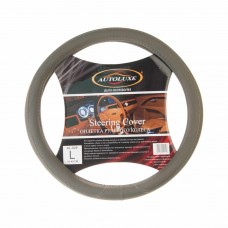 Оплетка руля (L) 39-41см серая экокожа, AL029GL, AUTOLUXE