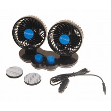 Вентилятор в салон 12V двойной на платформе синий, HX-T307E DC12V blue, MITCHELL